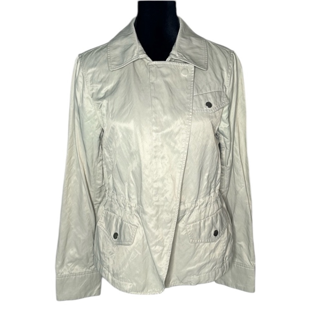 Talbots | “NWOT” Ivory Nylon & Cotton Faux Leather Jacket - Size 12